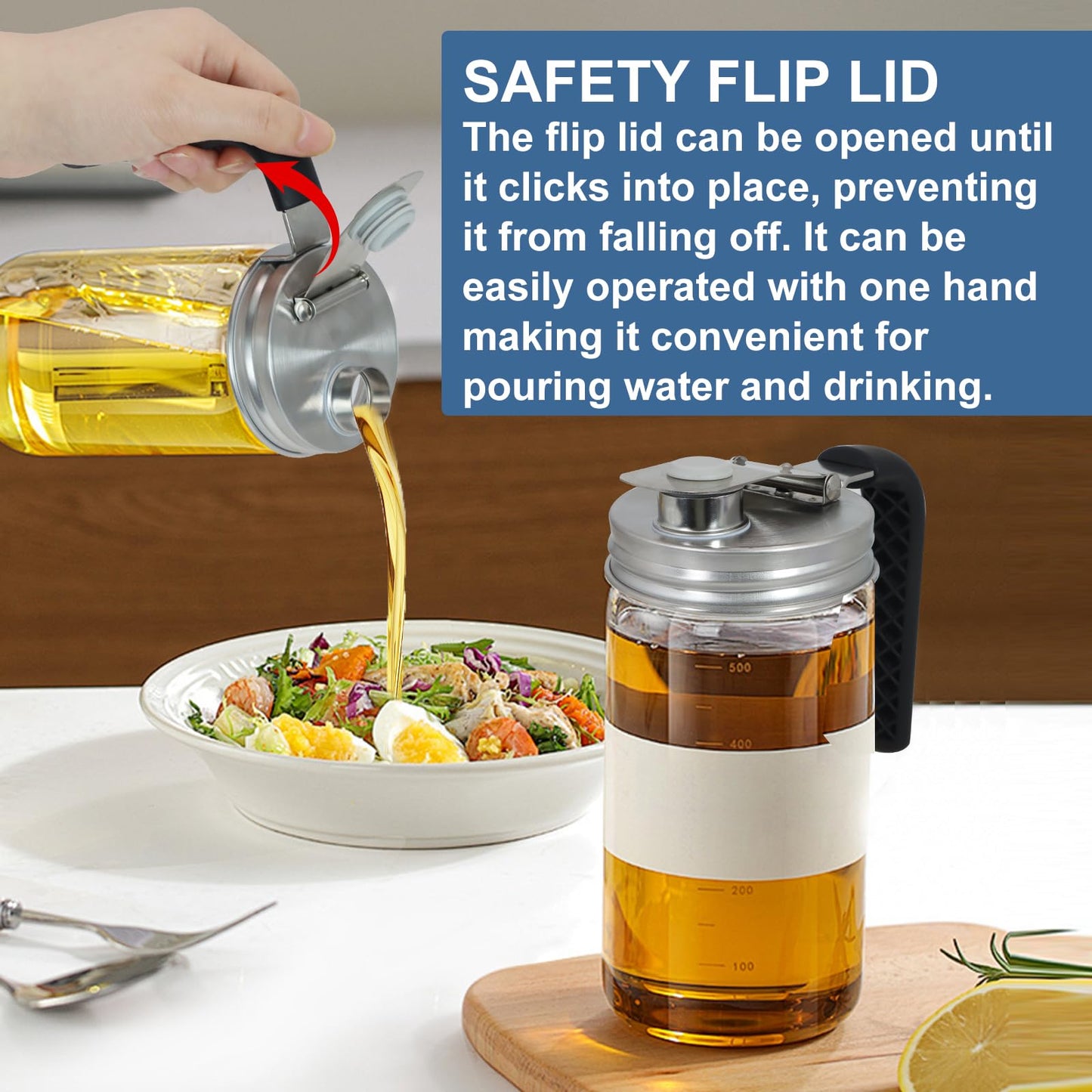 2 Pack Mason Jar Pour Spout Lid Mason Jar Pitcher Lid With Handle for 70MM Ball Mason Jars Leak Proof Seal for Drinking Salad Dressing & Food Storing