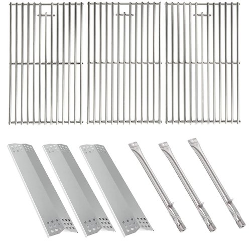 BBQ-PLUS Grill Replacement Part Kit for Kitchen Aid 3-Burner Grill 720-0787D 730-0787D 720-0953 730-0953 720-0953L 7mm Solid Stainless Steel Cooking Grates Burner Heat Plates