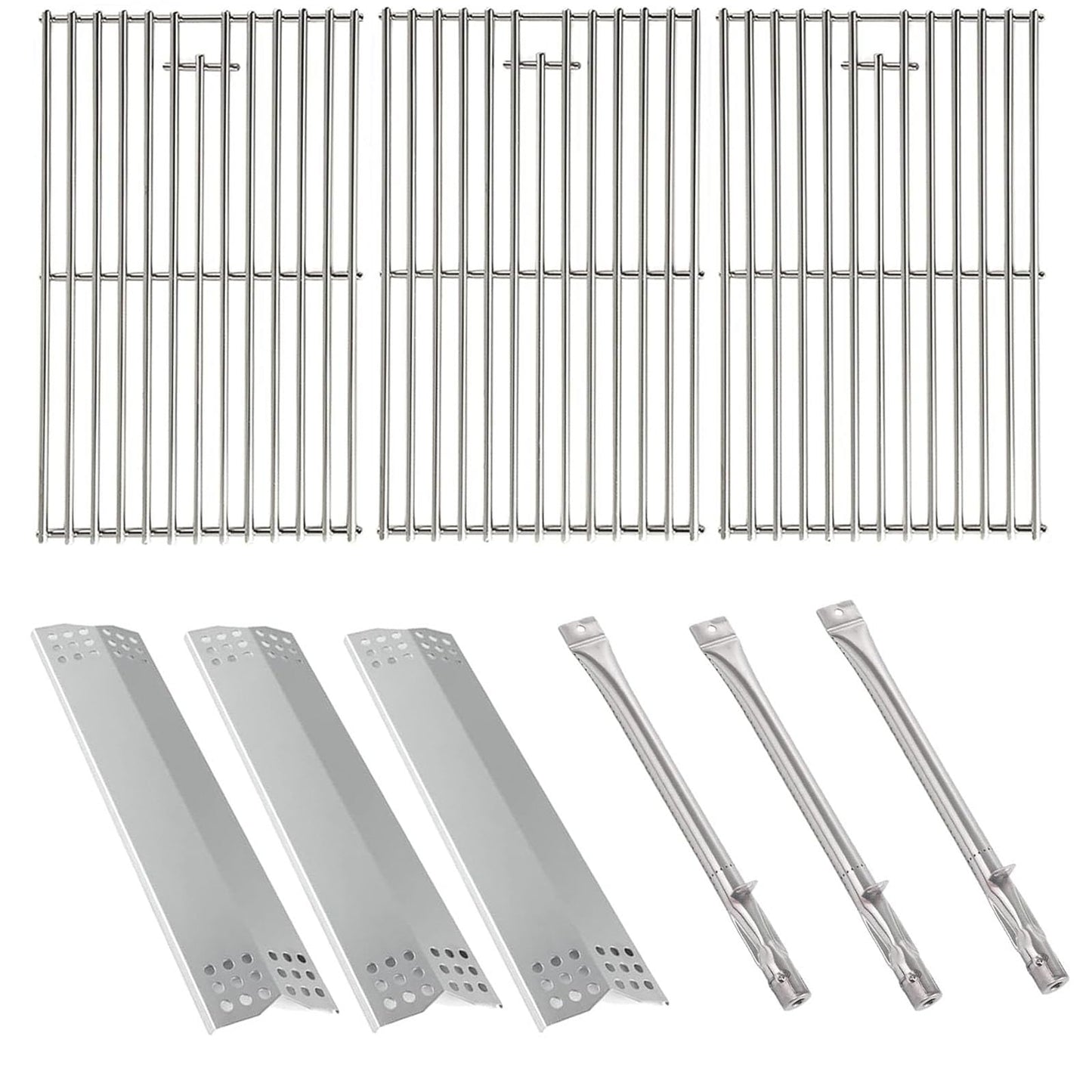 BBQ-PLUS Grill Replacement Parts for Kitchen Aid 2-Burner Gas Grill 720-0819 720-0819A 720-0819CA 720-0819G 720-0819GH 720-0819GL Solid Stainless Steel Cooking Grates Burners Heat Plates
