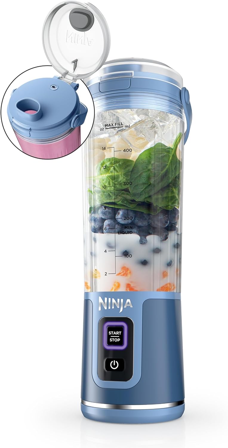 Ninja Blast Portable Blender - Cordless 18oz Personal Blender for Smoothies & Shakes | BPA-Free, Leakproof Lid, USB-C Rechargeable, Denim Blue