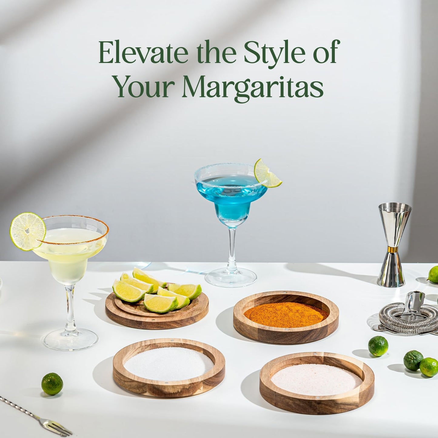 USEEKRIL 3-Tier Acacia Wooden Margarita Salt Rimmer Set,Salt&Sugar Rimmer for Cocktails Drinks,Cocktail Glass Rimmer Tools with Magnetic Swivel Lid for Bartenders,Home Bar,Parties