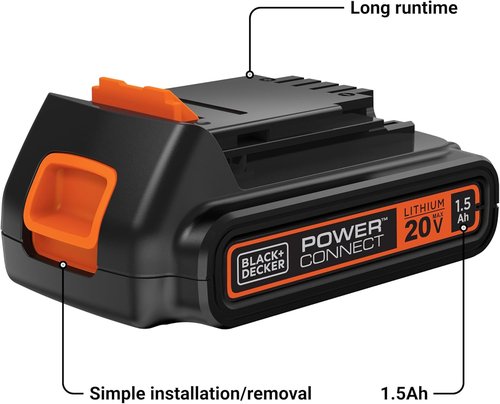 BLACK+DECKER 20V MAX Lithium Ion Battery - 1.5Ah Extended Runtime for Tools & Outdoor Equipment