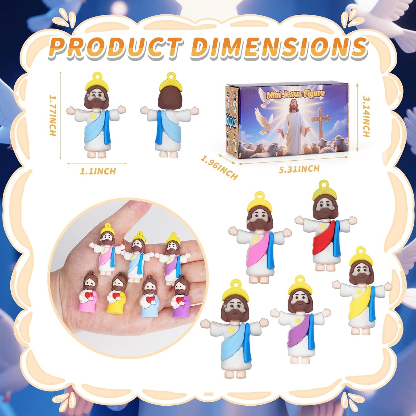 Mini Jesus Figures by [Brand Name] - 60PCS Easter Basket Stuffers | Tiny Pocket Figurines for Hide and Seek