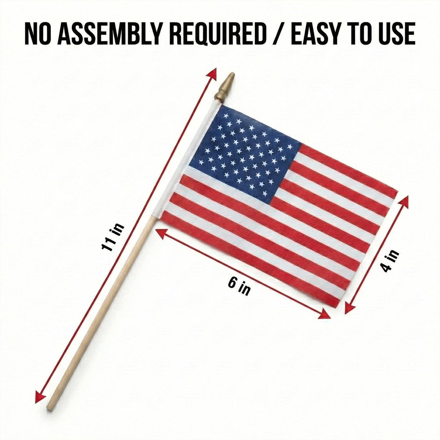 Pack of 100 Mini American Flags - 4x6 Inch Small American Flags on Sticks - Preassembled Handheld USA Flags for Memorial Day, 4th of July Decorations & Patriotic Events