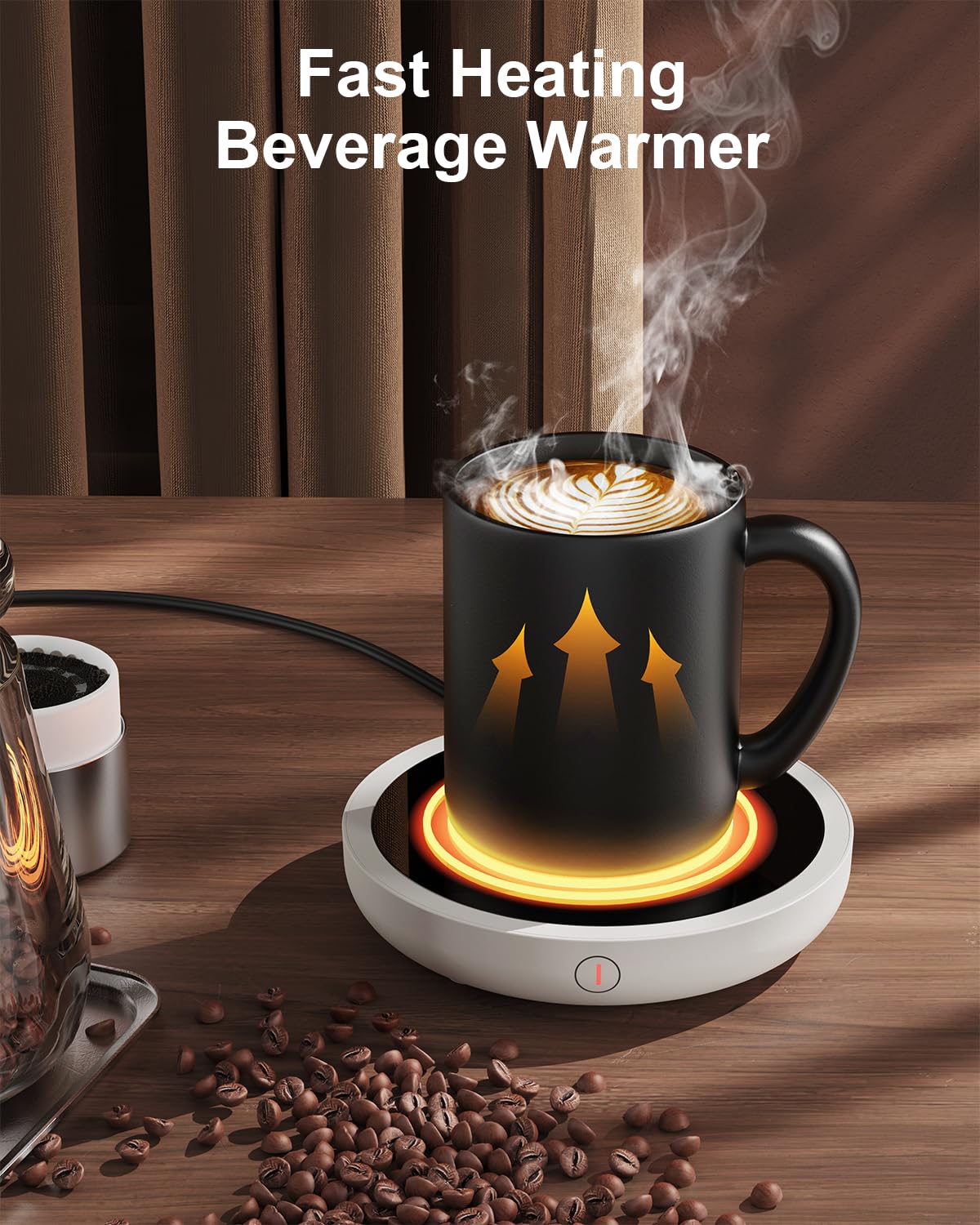 SWEETFULL Coffee Mug Warmer, 36W Electric Coffee Cup Warmer for Desk with 3-Temp Settings Advanced Temperature-Controlled Beverage Warmers Heating Plate for Coffee, Milk, Tea, Candle Wax - White