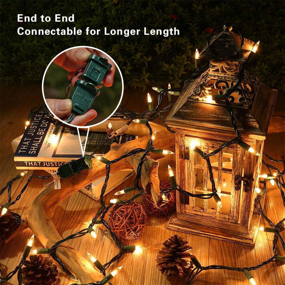 ODEETRONIC Christmas Lights - 100 Count Clear Incandescent String Lights | 21.63ft Warm White Indoor/Outdoor Decor