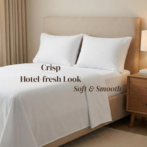 Beckham Hotel Collection Pillowcases - Queen Size Set of 2 | Cool Touch Cotton Sateen, 500TC, Silky Soft, White