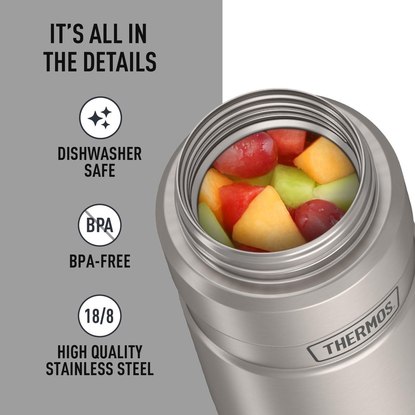THERMOS Stainless King Vacuum-Insulated Food Jar, 24 Ounce, Matte Steel