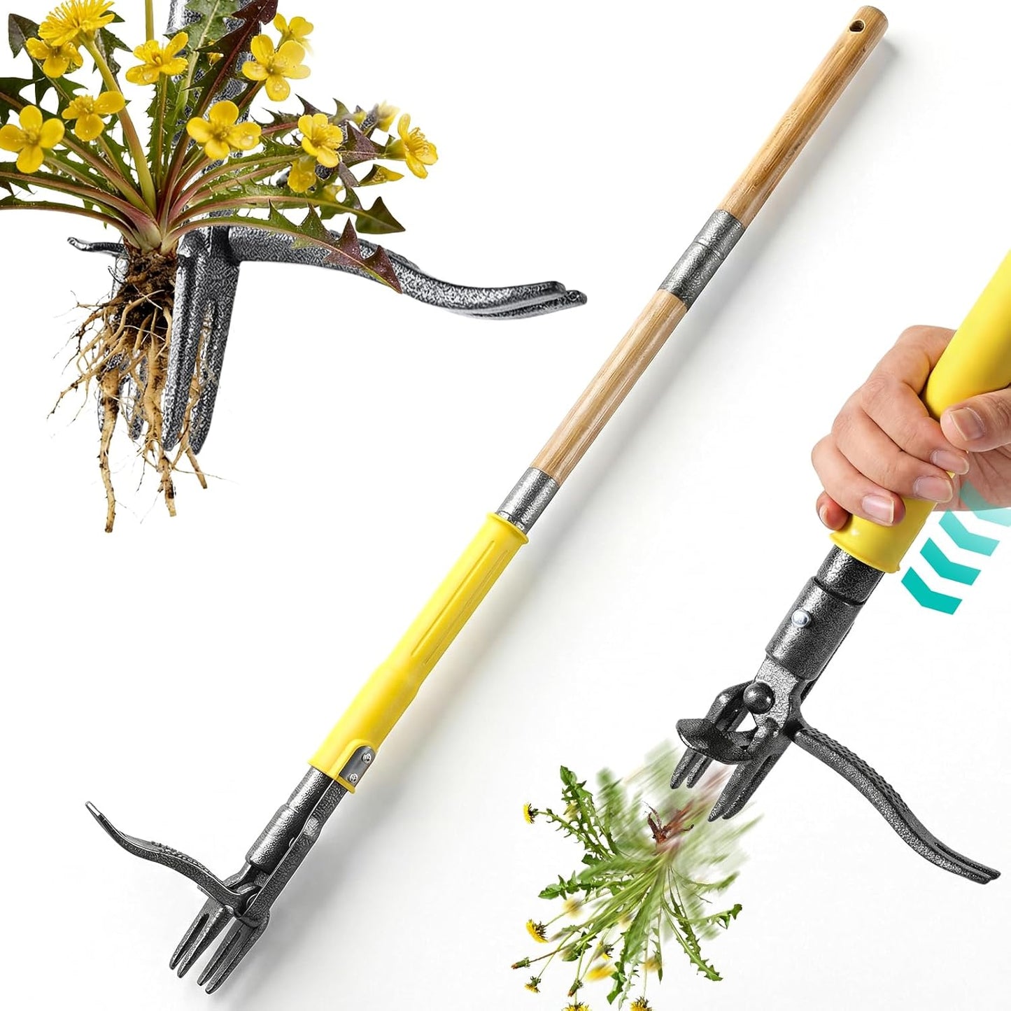 Regine Switzerland Weed Puller Tool - Heavy Duty Stand-Up Weeder with Slide-Release Ejection | Long Handle for Easy Lawn & Garden Use