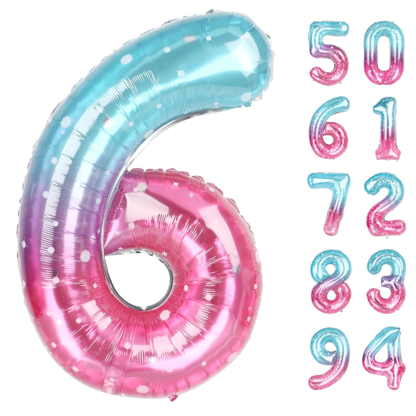 Starry Sky 6 Balloon, Number Balloons 40 Inch, 6th Balloons for Birthday Decorations, Starry Sky Party Supplies 6 Birthday Balloon, Number 6 Balloon