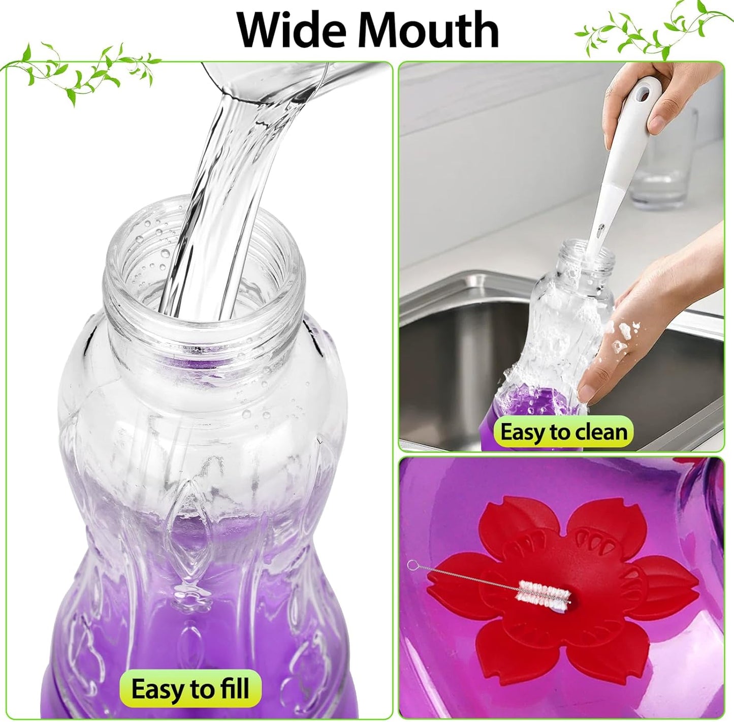 XAROO Hummingbird Feeder - 15oz Leakproof Design with Built-in Ant Moat & 4 Bee Guard Ports | Purple Gift for Nature Lovers