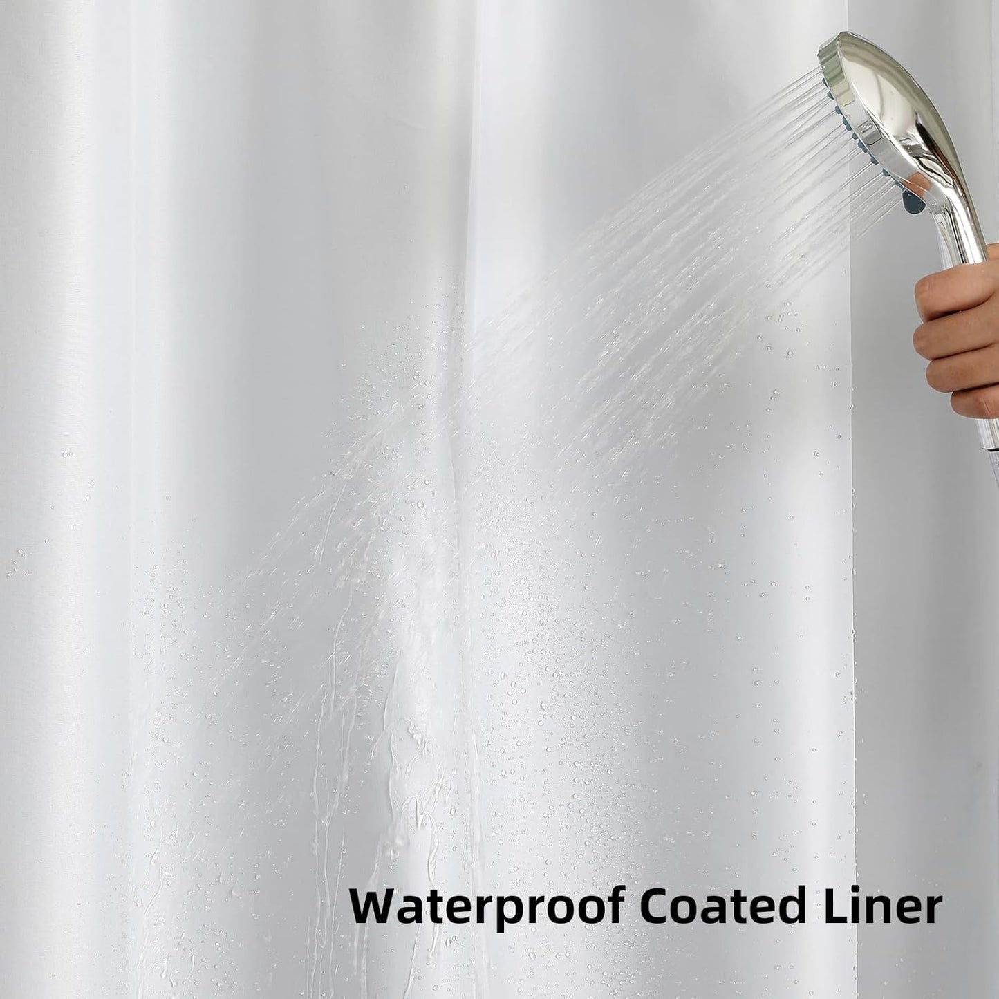 Skiennix No Hook Shower Curtain - Heavy Duty Waffle Weave with Mesh Top Window | 72 x 75 Inch, Moonlight Blue
