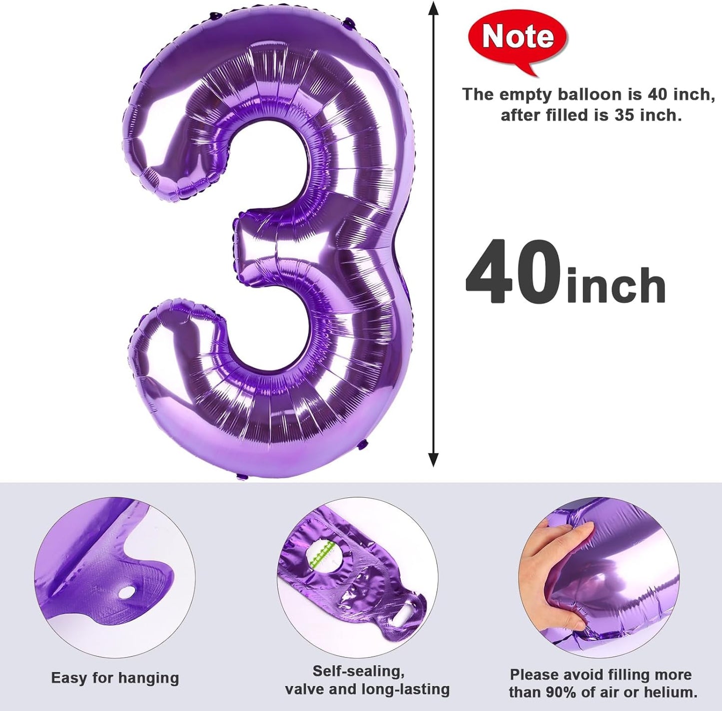Skiennix 40-Inch Purple Number Balloons - 18th Birthday Party Decorations for Men & Women