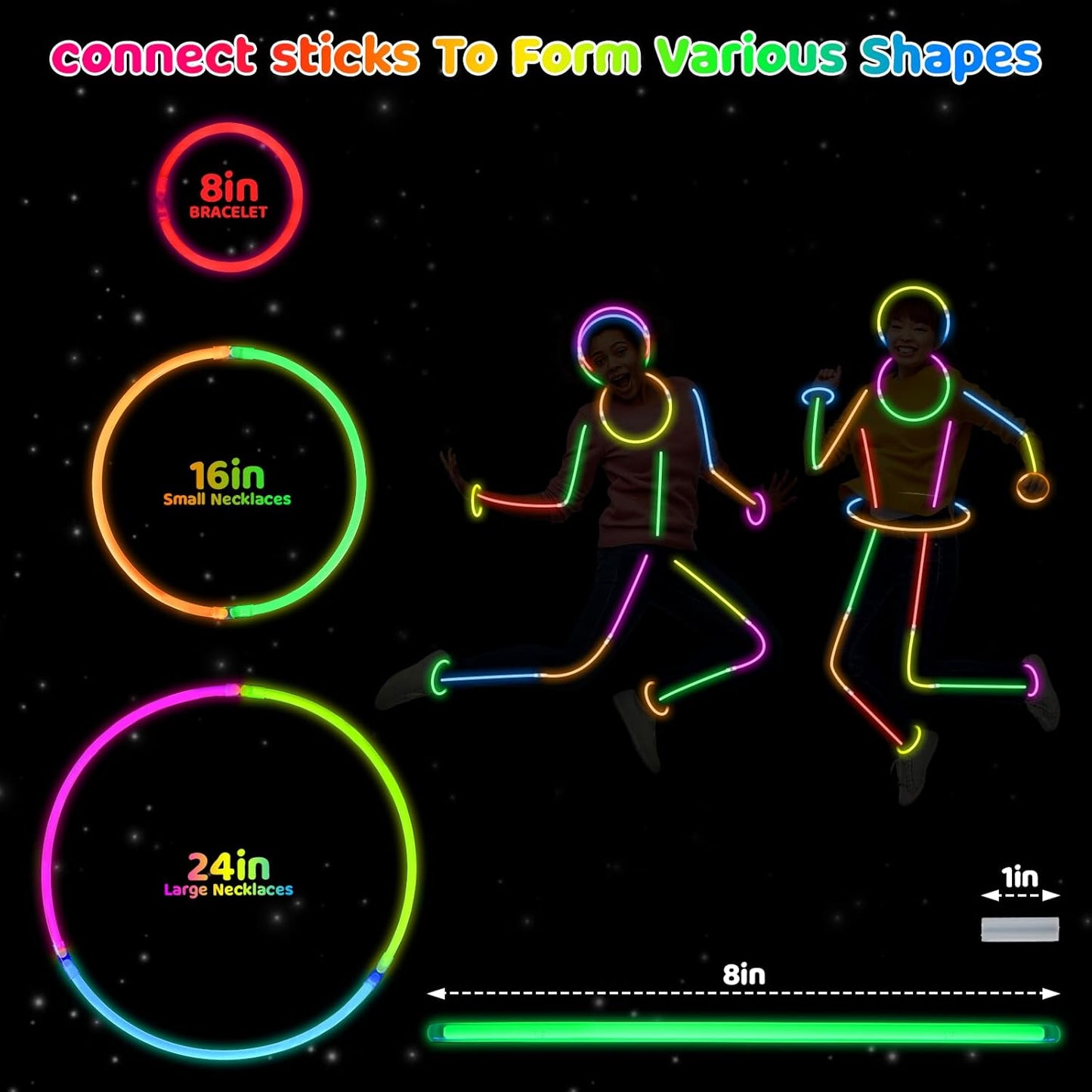 Mega-L Glow Sticks - 1000 Pcs Ultra Bright Glow Necklaces & Bracelets | Perfect for Neon Parties & Events