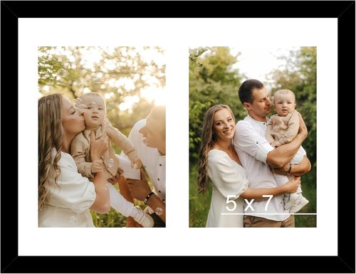 JCJMY Double Collage Picture Frame - Display 2 Photos (5x7) or 1 Picture (8.5x11) | Lightweight Black Frame for Wall or Tabletop