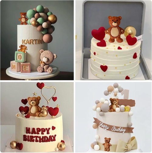 Bear Silicone Fondant Mold - Set of 5 Bear Chocolate Candy Molds for Cake Decoration & Cupcake Toppers