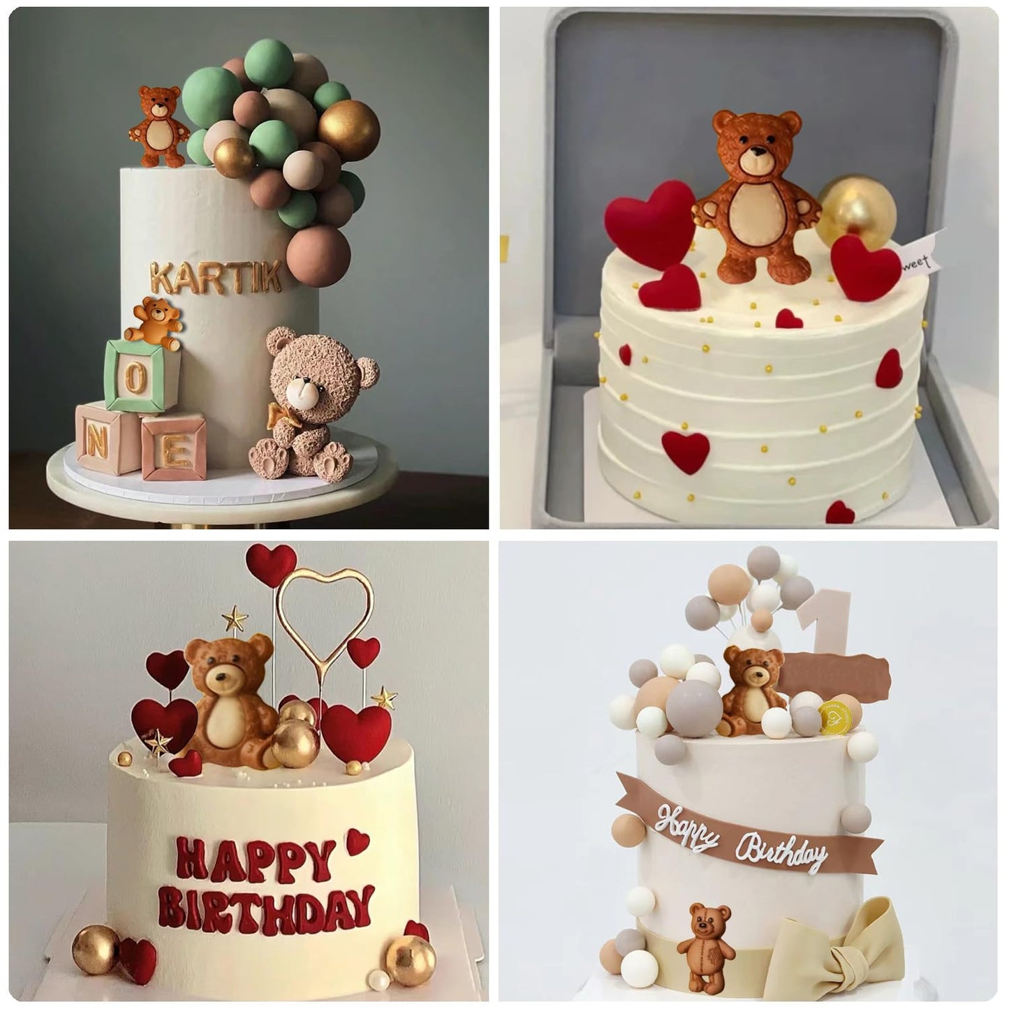LKDQUTHM Bear Silicone Fondant Mold Bear Chocolate Candy Molds for Cupcake Topper Cake Decoration Gum Paste Polymer Clay Set Of 5