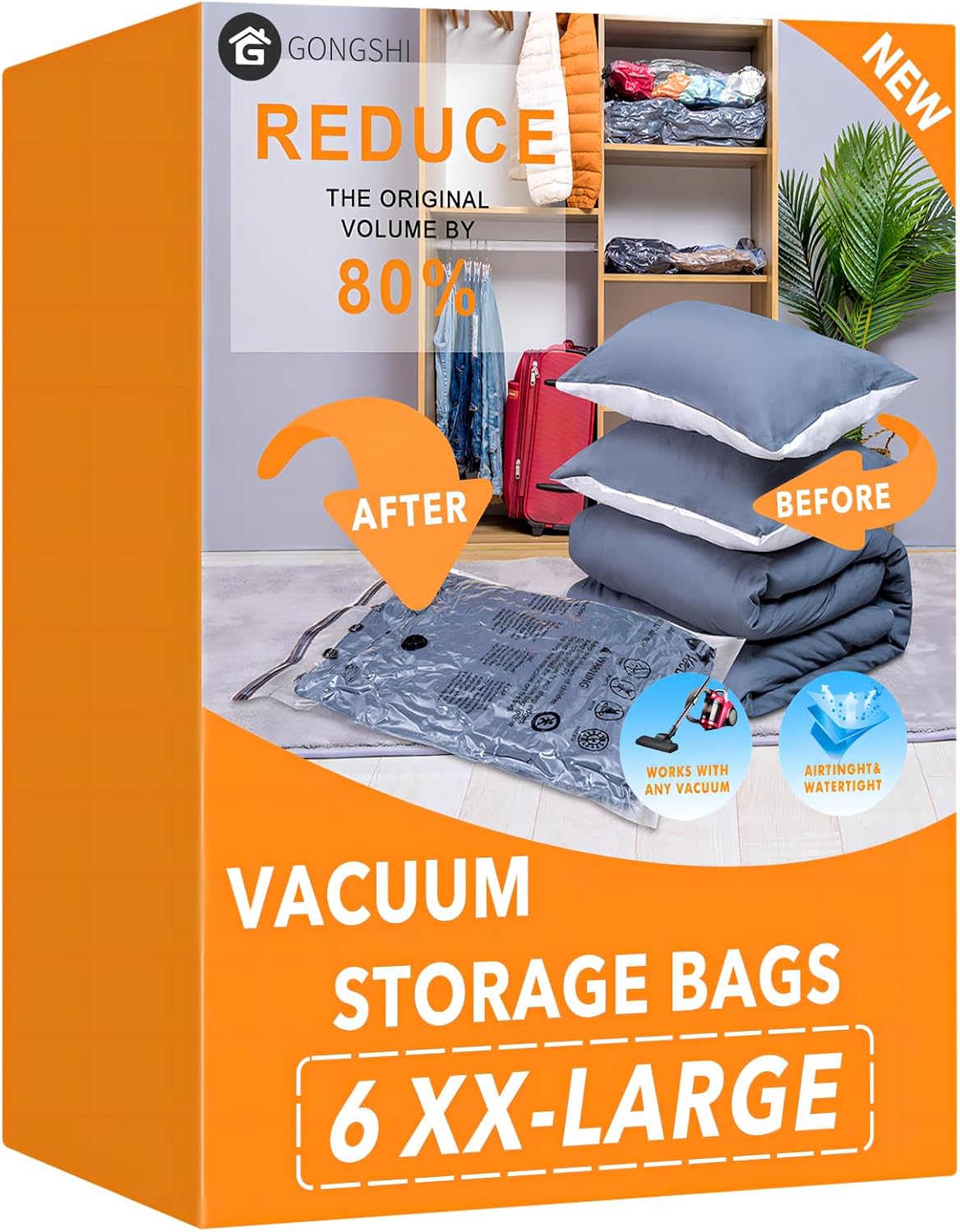 Skiennix Vacuum Storage Bags - XX Large Space Saver Compression Bags for Blankets & Clothes Storage