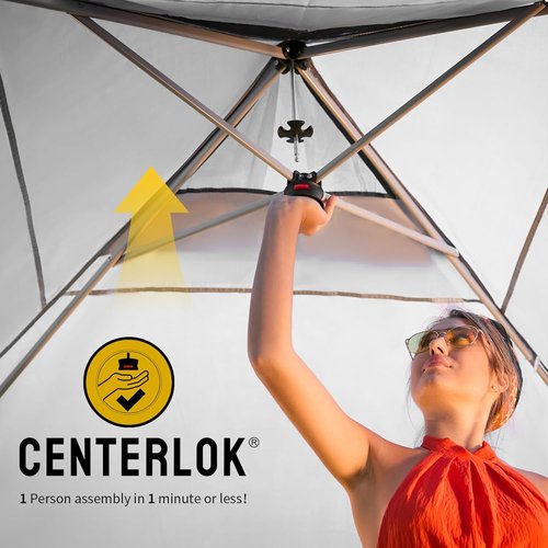 CROWN SHADES 10x10 Pop Up Canopy - Easy Setup Beach Tent with Side Wall & Carry Bag | White Outdoor Sun Shade for Events