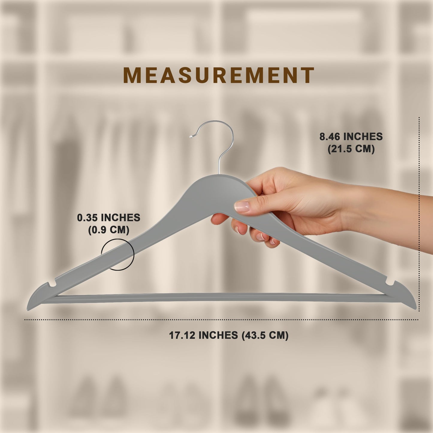 Utopia Home Premium Wooden Hangers 20 Pack - Durable & Slim Coat Hanger - Suit Hanger with 360-Degree Rotatable Hook - Wood Hangers with Shoulder Grooves (Grey Color)