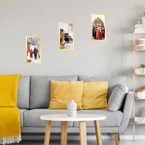 JCJMY Gold Picture Frame 6x11 - Versatile Wall Hanging or Tabletop Display with Shatter-Resistant Plexiglass