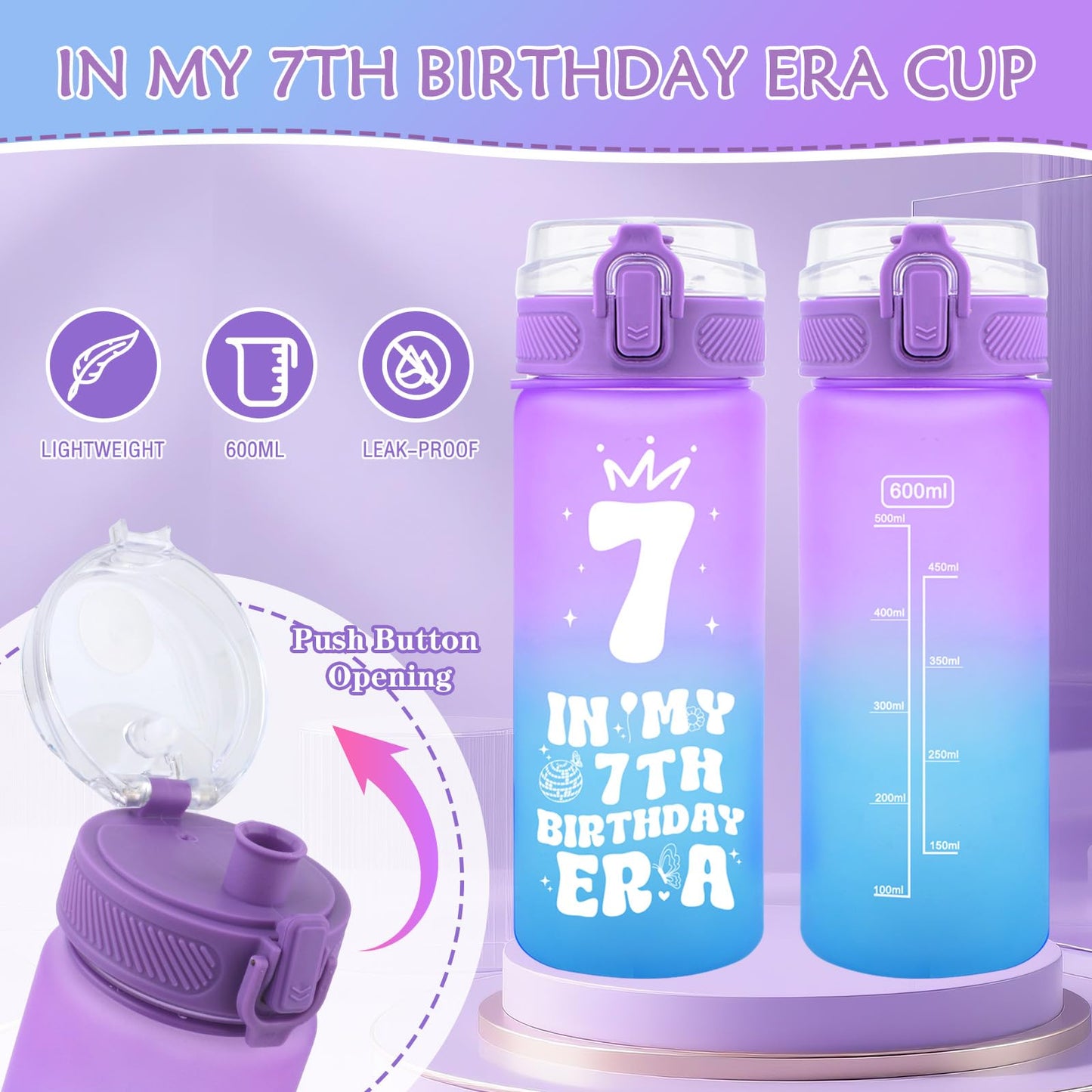 TOUPONS 7th Birthday Gifts for Girls, Best 7 Year Old Girl Birthday Gifts, Gift Ideas for Girl Age 7, Popular 7 Year Old Girls Christmas Easter Present, Happy 7th Birthday Decortaions for Her