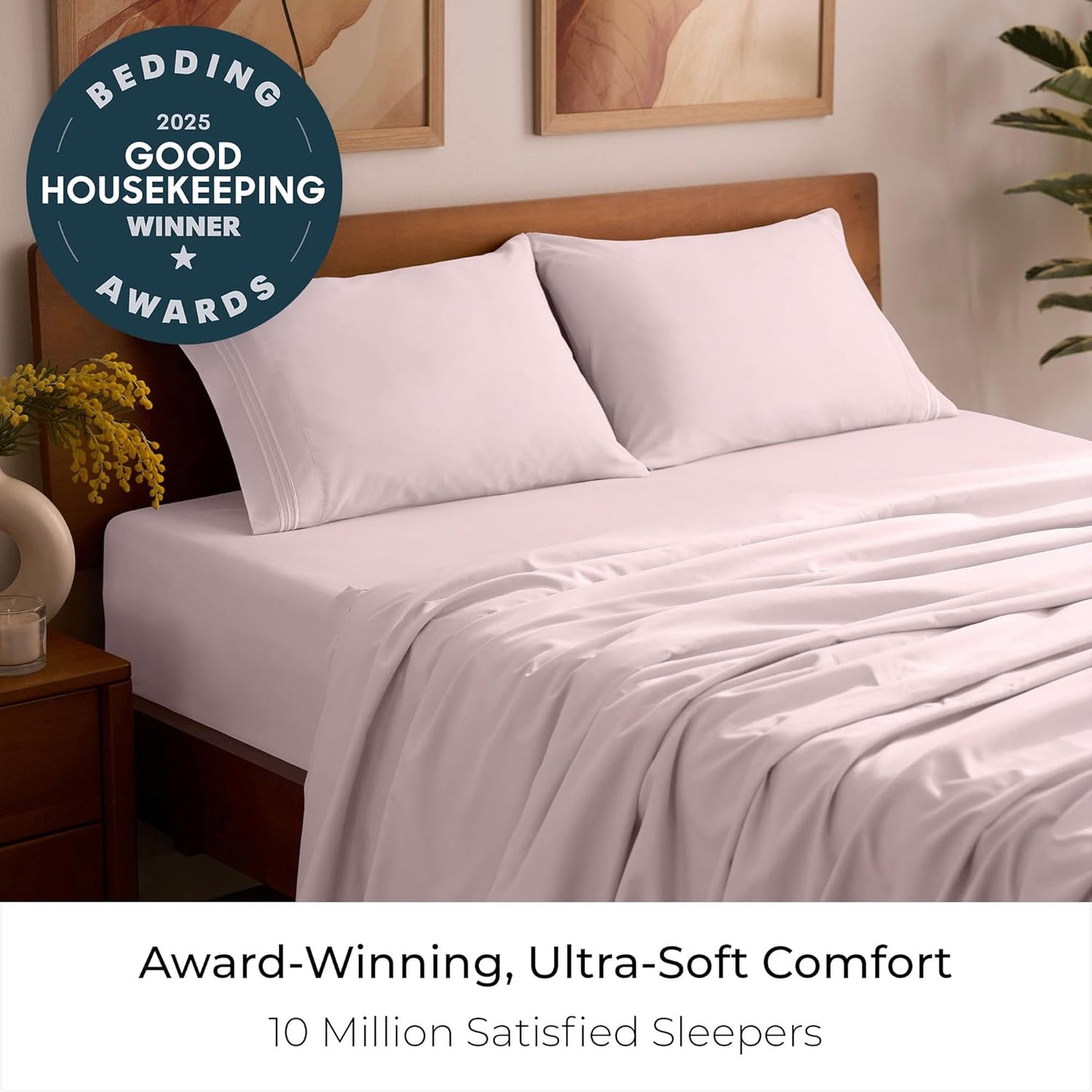 Mellanni Full Sheets Set - 4 PC Hotel Luxury Bedding - Extra Soft, Cooling, Wrinkle-Resistant (Full, Blush Pink)