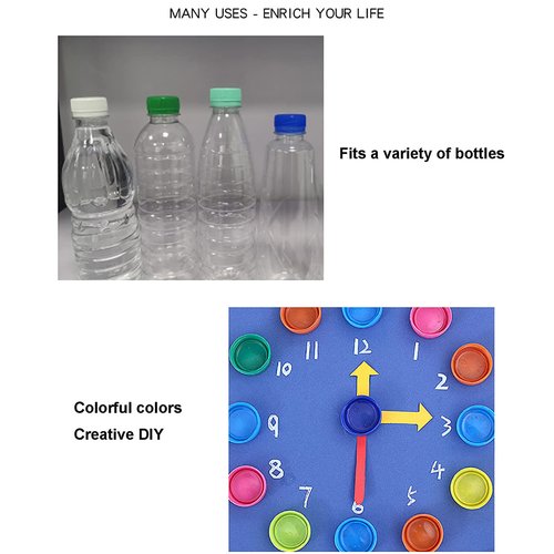 Bottle Caps, 50Pcs Plastic Bottle Caps for Crafts, Bottle's Cap for DIY Development Imagination Intelligence, Bottles Lid Top, Plastic Screw Cap for PET Alcohol Drink Soda Bottles