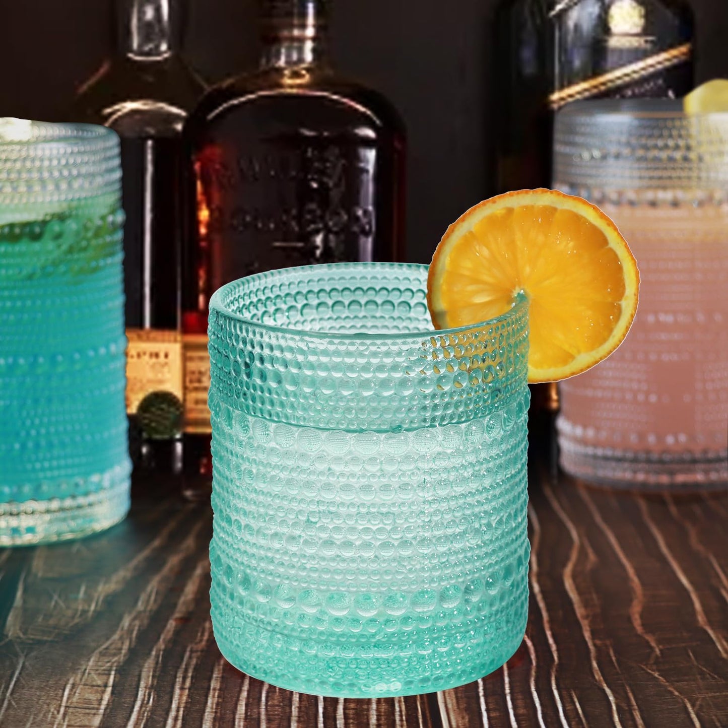 Lumkit Vintage Hobnail Driinking Glasses Set, Glassware Drinking Set of 8, 12 oz Highball Glasses & 10 oz Cocktail Glasses, Tumbler Glasses for Cocktails, Whiskey, Juice, Milk