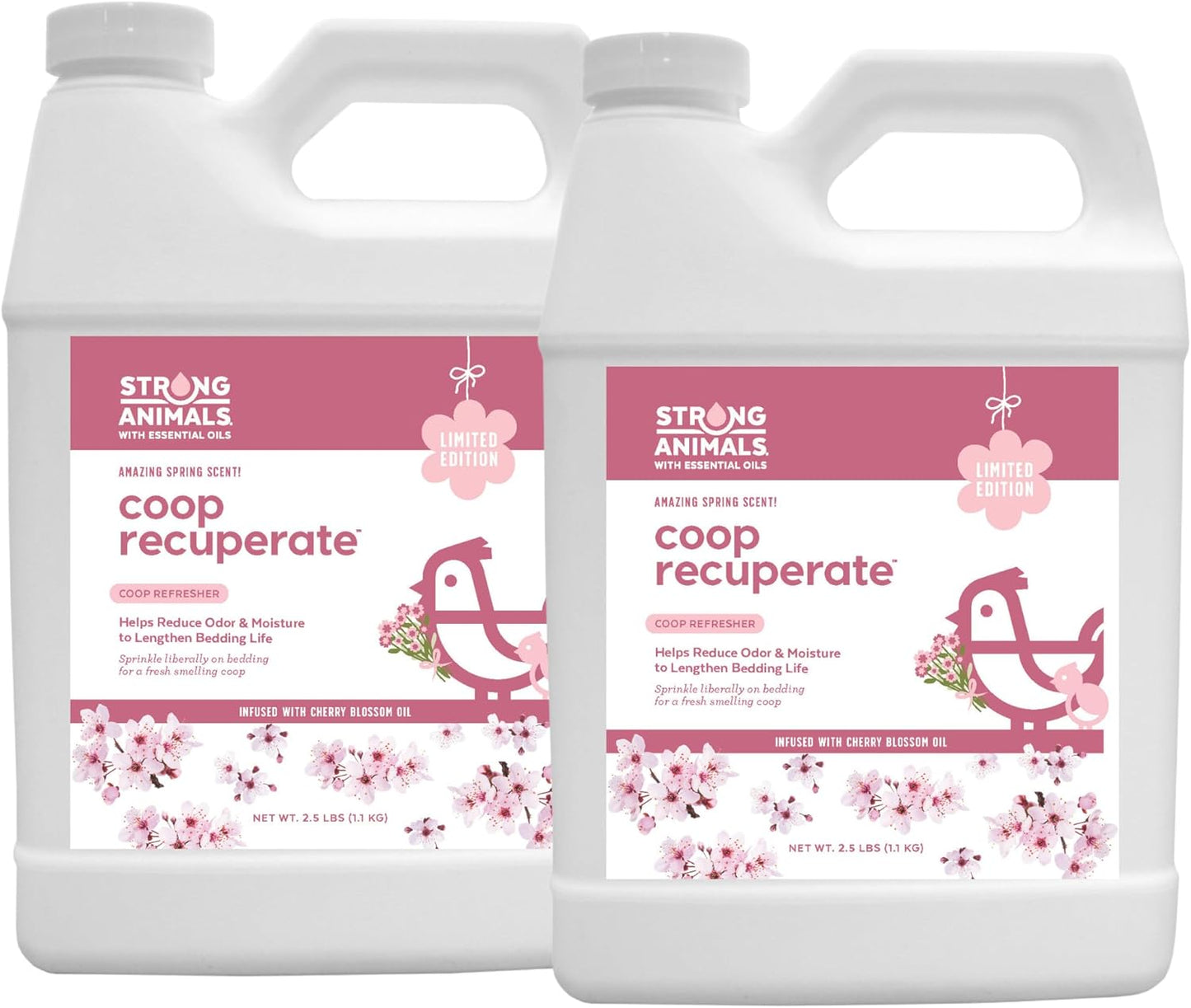 Strong Animals Coop Recuperate Cherry Blossom | Limited-Edition Chicken Coop Refresher with Natural Cherry Blossom Oil - 2.5 lb Jug, 2 Pack