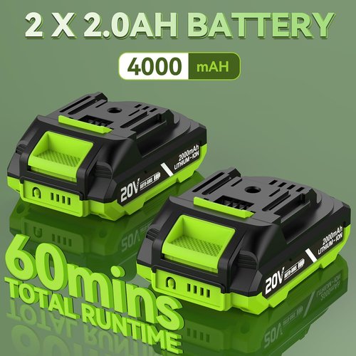GOODJOB 20V Cordless Weed Wacker - Ultra-Lightweight 3-in-1 String Trimmer & Lawn Edger with 180° Pivoting Head | Includes (2) 2.0Ah Batteries