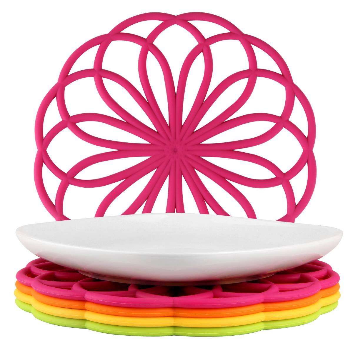 ME.FAN Silicone Trivet Mat - Kitchen Hot Pads for Pots & Dish - Insulated Teapot Trivet - Flexible, Durable, Non-Slip Large Coasters 3 Set Yellow
