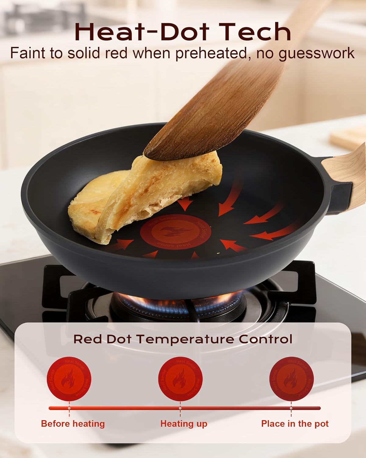 Skiennix Non-Stick Frying Pan - 8-Inch Omelette Skillet with Heat Dot Indicator | PFOA-Free & Dishwasher Safe