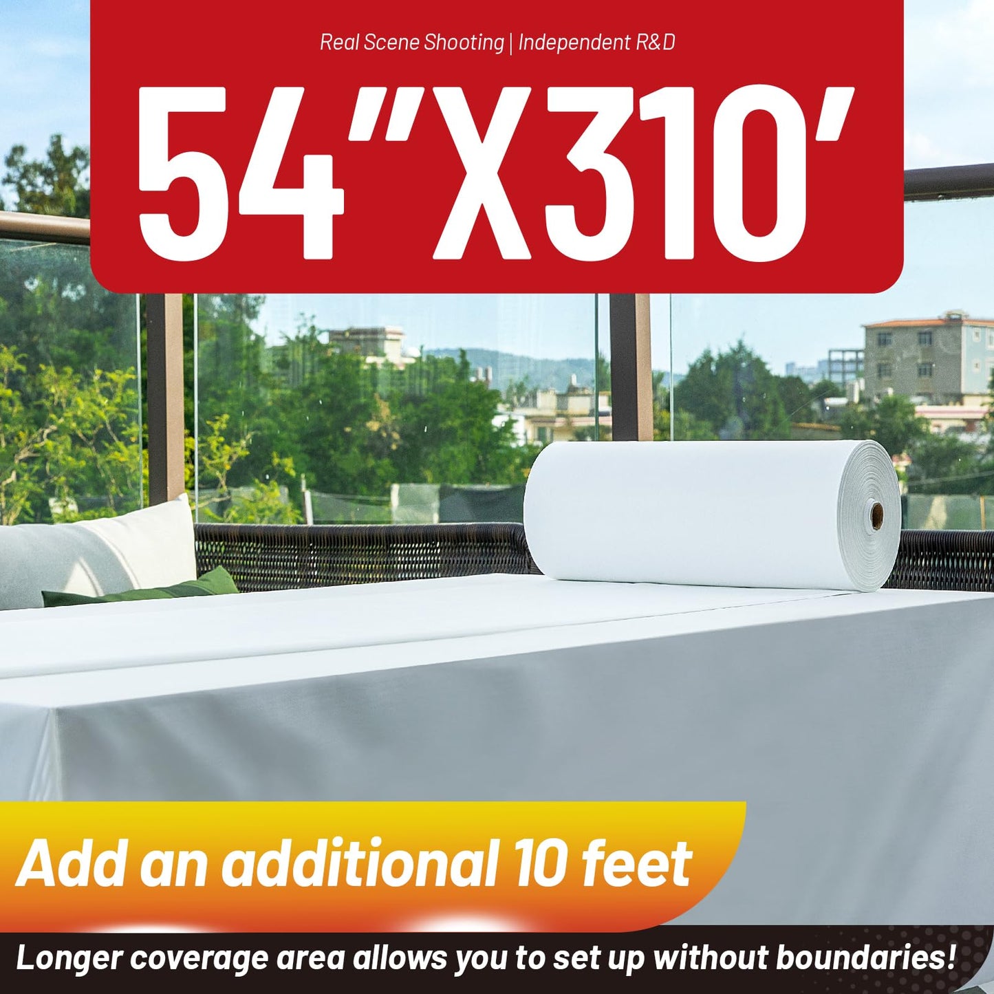 Airbin Plastic Table Cloth, 310 Ft X 54 in Disposable Tablecloth White Plastic Tablecloth with Any Cut Sliding Cutters Premium Table Cover Roll for Picnics, Parties, Birthdays, Weddings