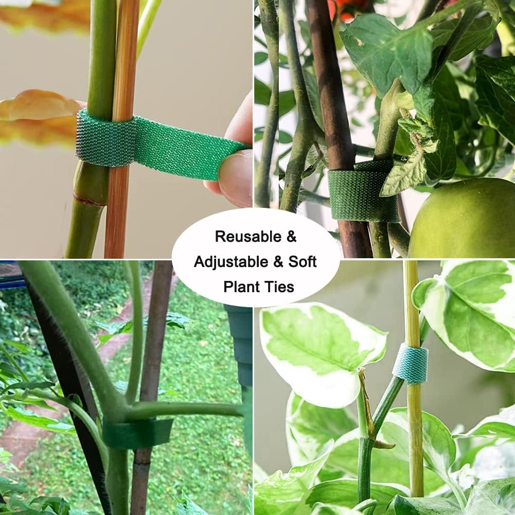 Yowlieu 20 Pcs Natural Bamboo Stakes - 18 Inch Plant Support Sticks with Garden Ties for Indoor & Outdoor Use
