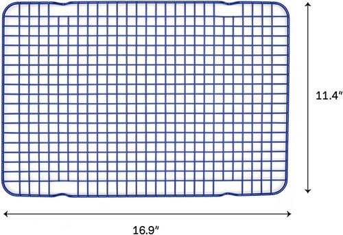 Great Jones Big Chill Cooling Rack - Heavy-Weight Aluminized Steel, Nonstick, 16.9" x 11.4", Blueberry