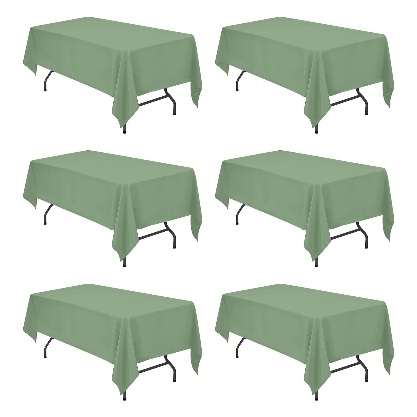 BRILLMAX 10 Pack Sage Green Tablecloths 60 x 126 Inch for 8ft Rectangle Tables - 150 GSM Polyester Fabric, 15" Standard Drop, Water, Stain & Wrinkle Resistant Cloth Cover for Wedding Dining Buffet