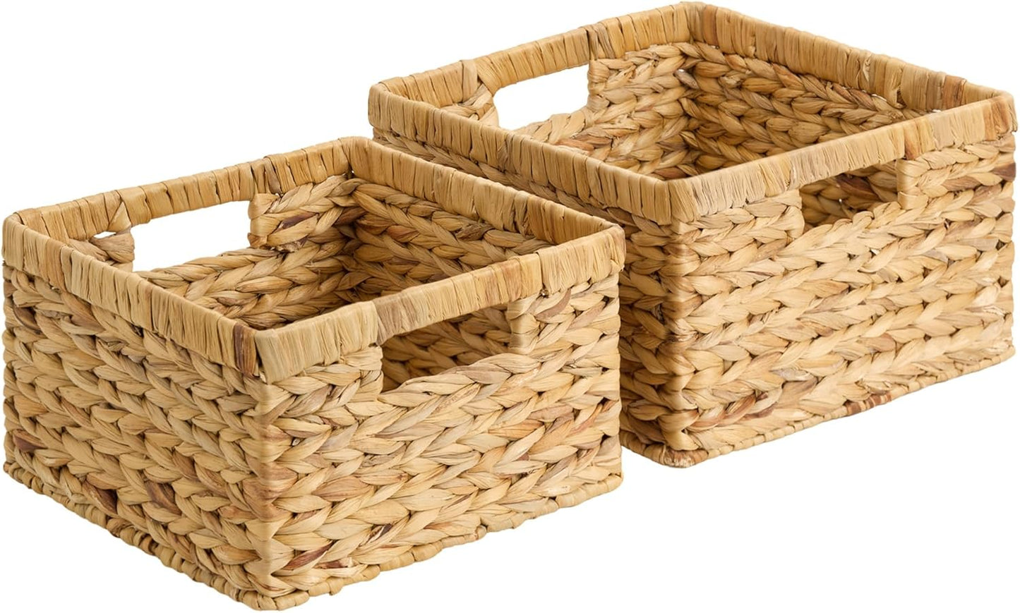 StorageWorks Wicker Storage Baskets - Decorative Water Hyacinth Organizers, Set of 2 (Large & Small)
