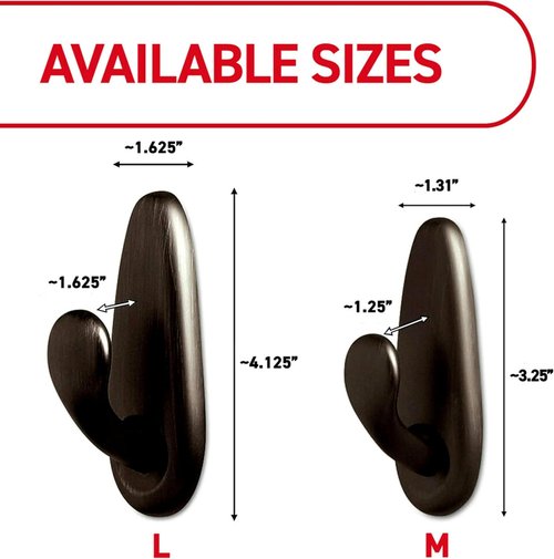 Command 5 lb Large Metal Coat Hooks - Oil Rubbed Bronze, Damage-Free Adhesive Strips for Home Decor