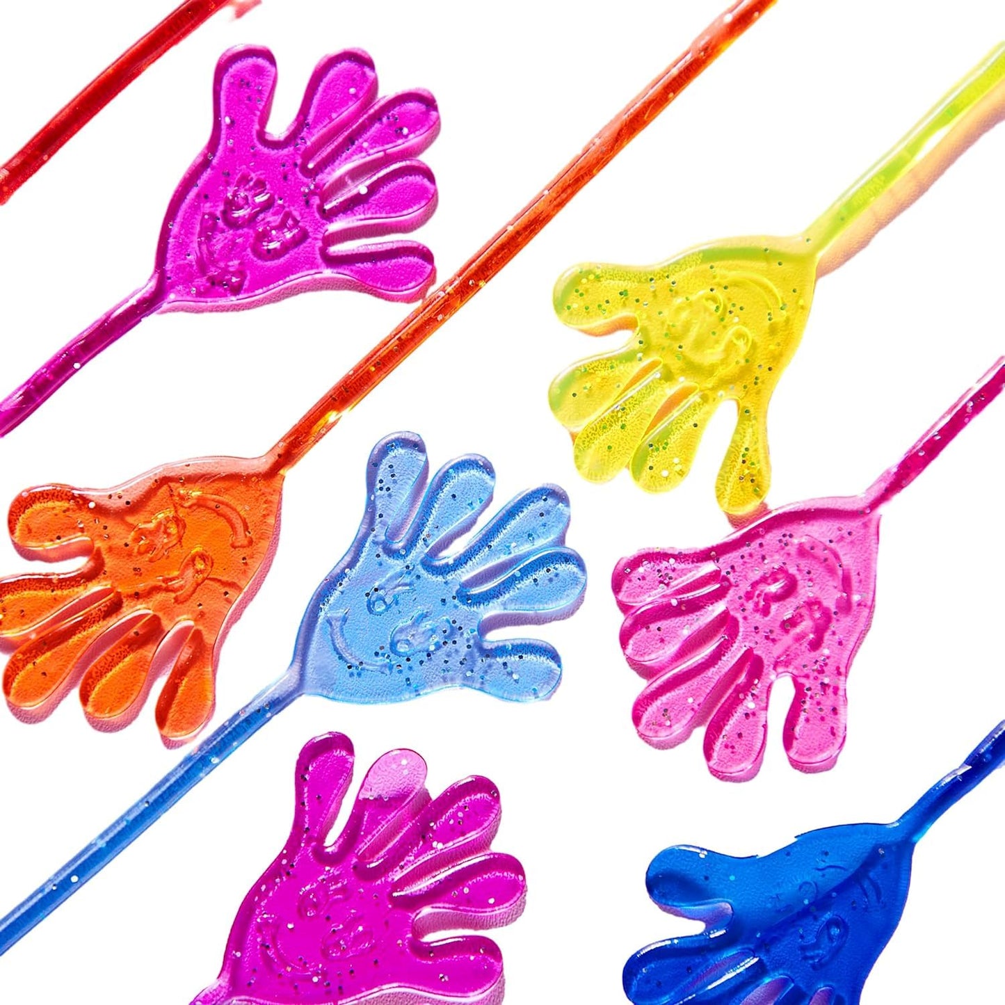 JOYIN 240Pcs Glitter Sticky Hands Party Favors, Party Favors Set for Kids, Holiday Traditions, Classroom Treasure Box Carnival Prizes Bulk Pinata Stuff Mini Toys, Goodie Bags