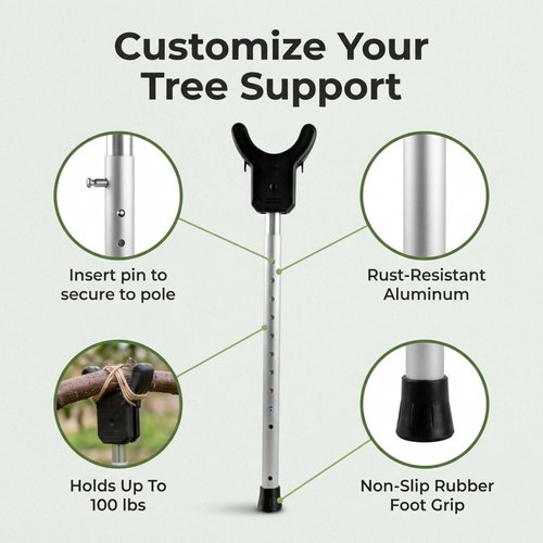 Adjustable Aluminum Tree Support Pole - Prevents Branch Breakage, Holds Up to 100 lbs, 16”-74” (2-Pack)