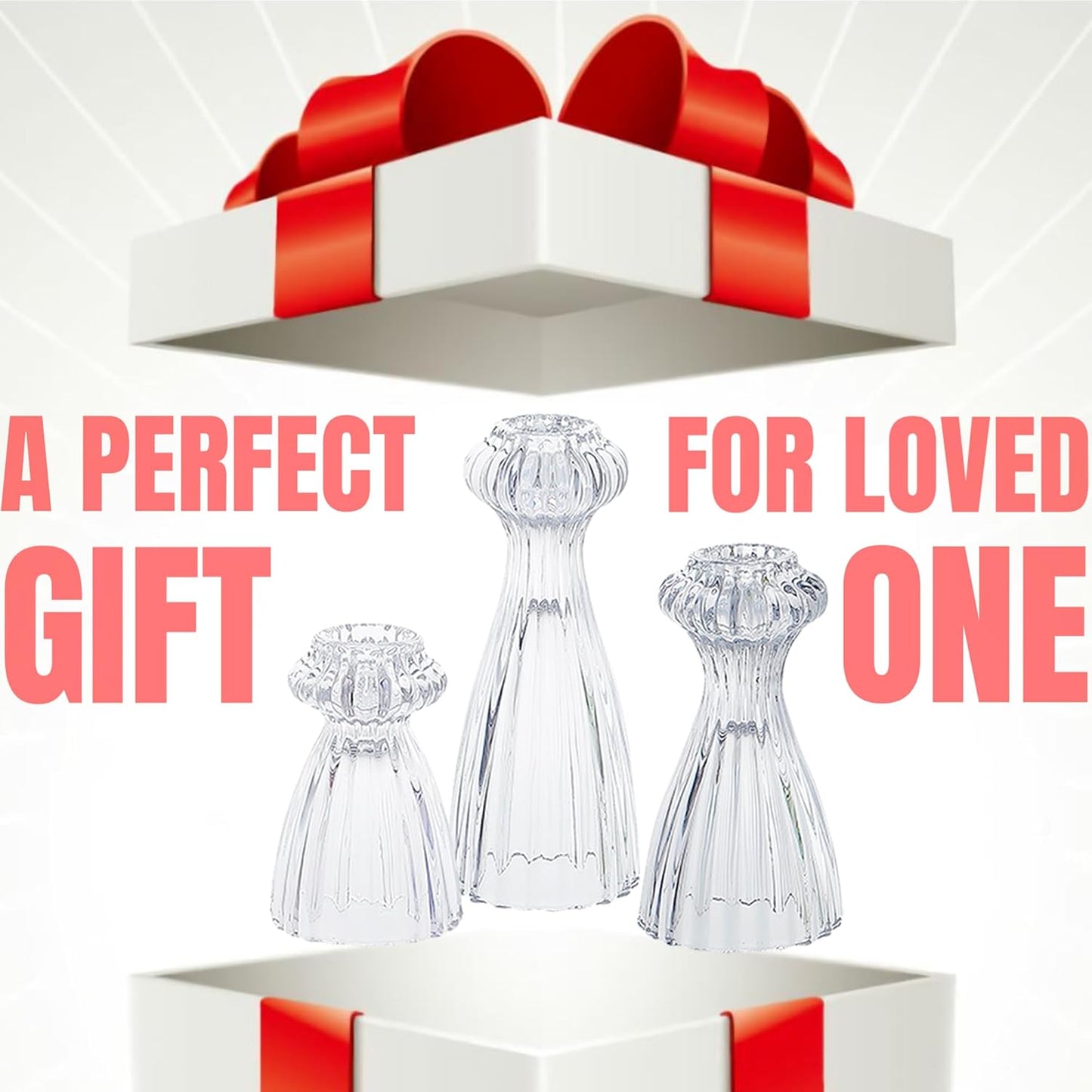 Lysenn Glass Candle Stick Holder Set of 3 - Elegant Taper Holders for Romantic Ambiance | Clear Decor