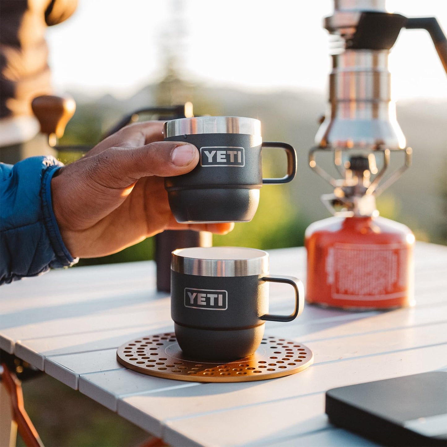 YETI Rambler 6 oz Stackable Mug, Stainless Steel, Vacuum Insulated Espresso/Coffee Mug, 2 Pack, White