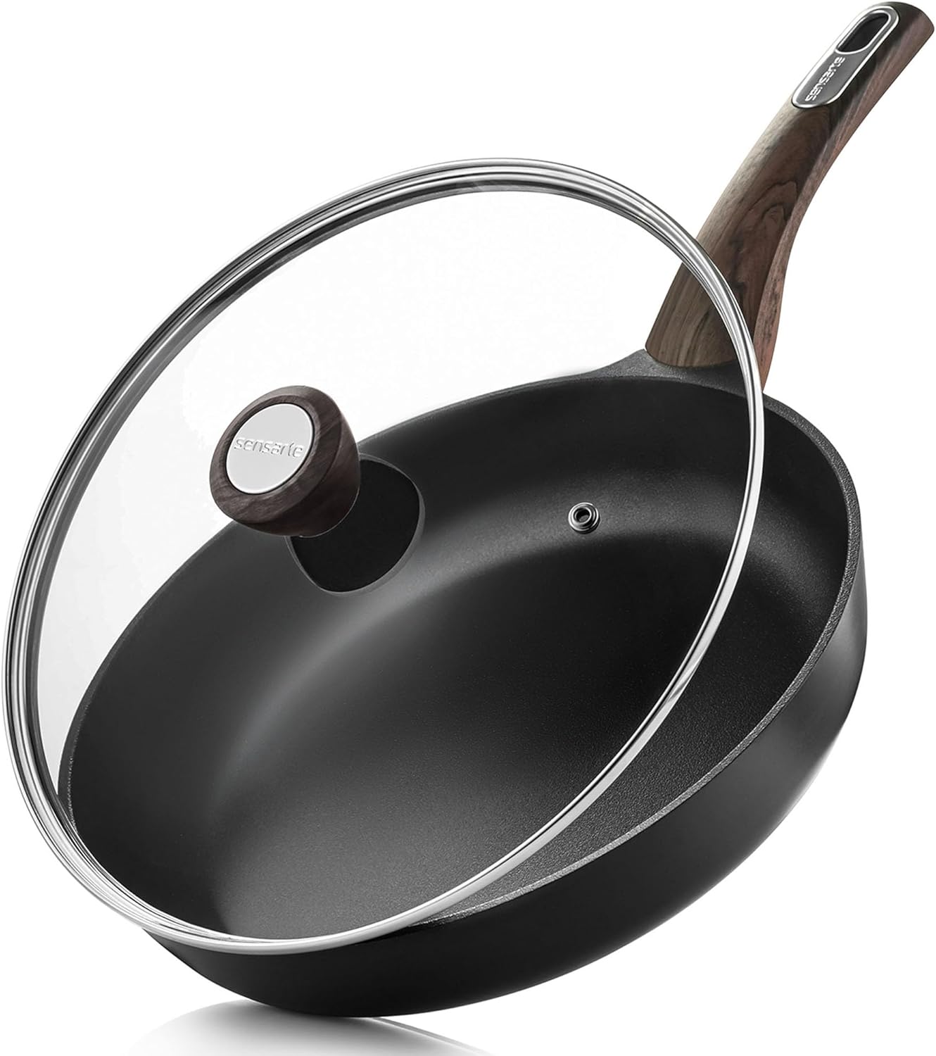 SENSARTE Nonstick Frying Pan - 9.5-Inch Omelette Skillet with Lid | Healthy Cooking, Induction Compatible, Black