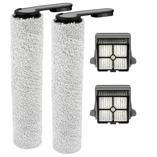 (4 Pieces) Replacement Brush Rollers and HEPA Filters Compatible with Tineco Floor ONE S6/ S7 PRO Smart Cordless Wet Dry Vacuum Cleaner, 2 Brush Rollers, 2 HEPA Filters