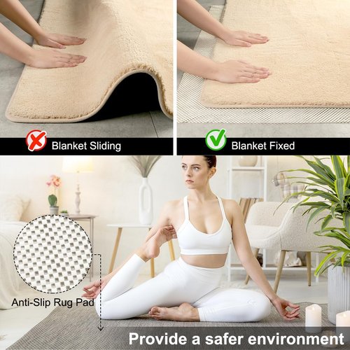 FACIACC Non-Slip Rug Pad Gripper - Extra Thick 2 x 5 Feet Carpet Pads for Hardwood Floors (White)