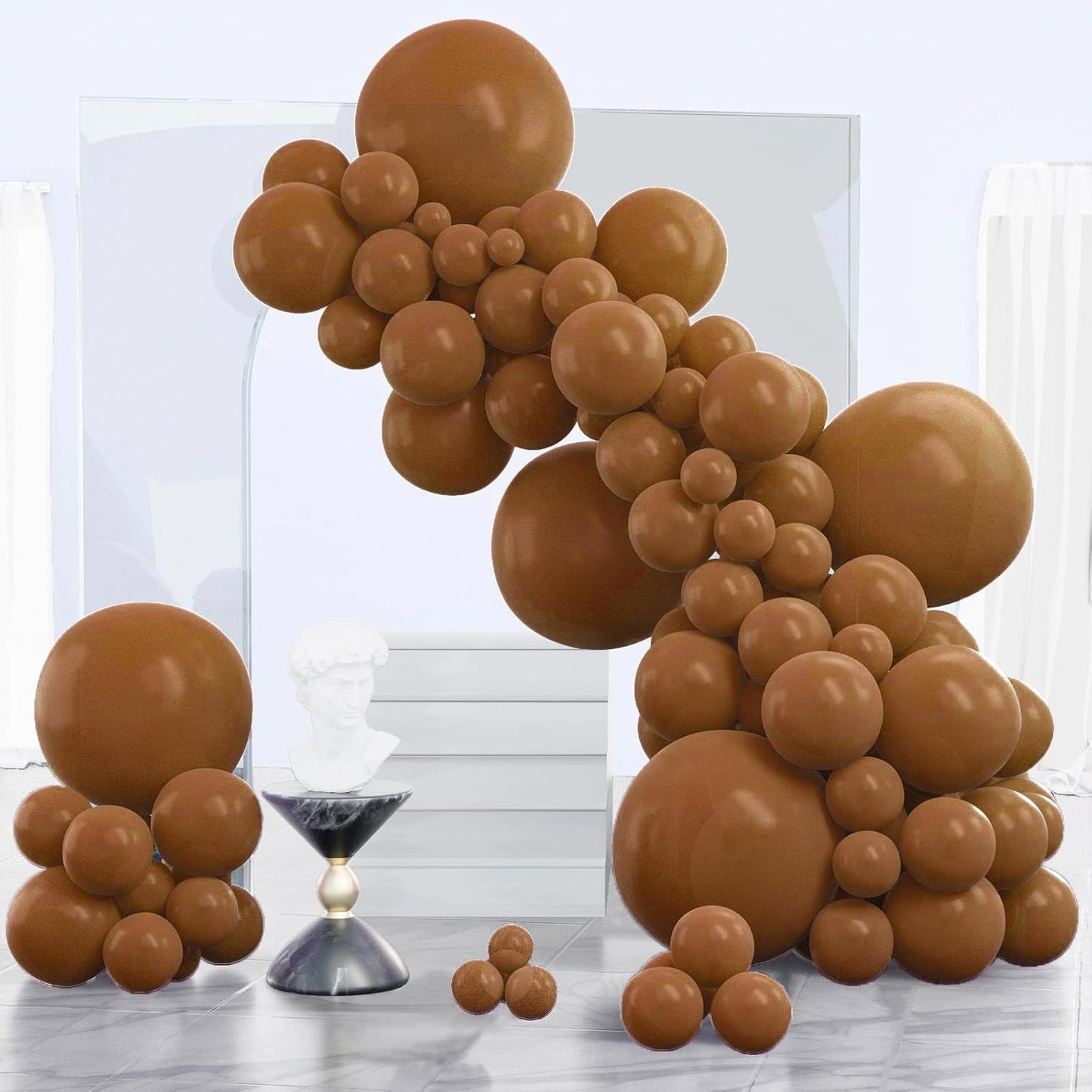 PartyWoo Brown Balloons - 140-Piece Neutral Brown Balloon Arch Kit for Baby Showers & Birthdays | Various Sizes 5-18 Inches