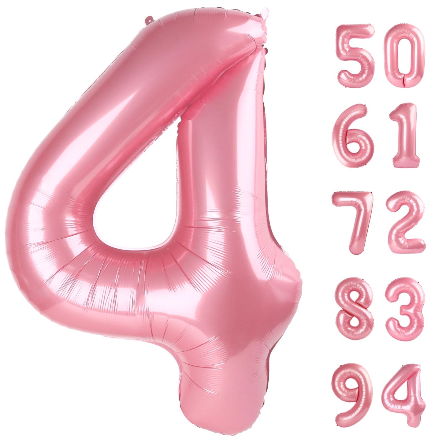 Pearlescent Pink 4 Balloon, Number Balloons 40 Inch, 4th Birthday Decorations for Girls Four Large Numbers for Party Decor, Number 4 Balloon
