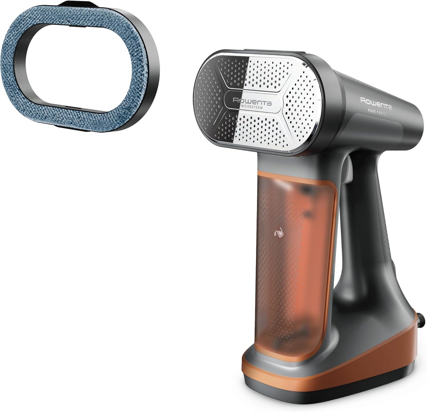 Rowenta Handheld Clothing Steamer - 3-in-1 Iron & Lint Remover, 7.1 Oz Tank, 1875 Watts, Black & Copper