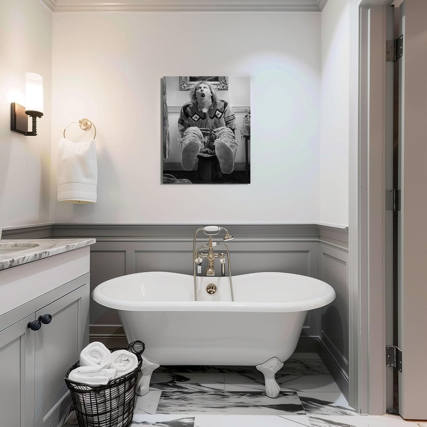 VYPEROCK Funny Framed Canvas Wall Art - Humorous Comedy Poster for Bathroom | 16"x20" Modern Decor